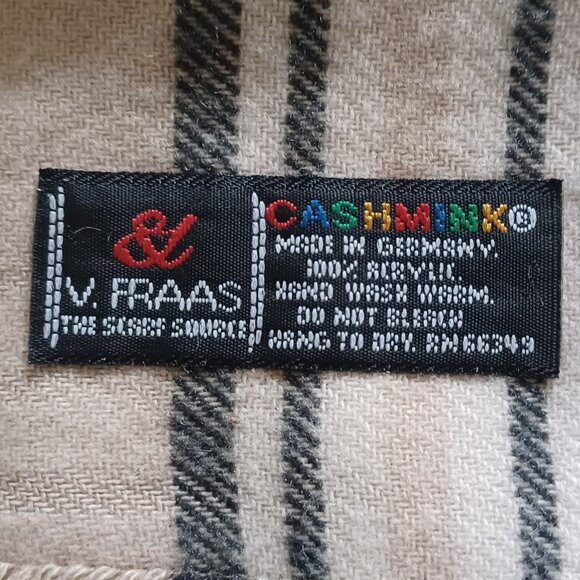 EUC V. Fraas Cashmink Germany Plaid with Fringe Unisex Scarf - Picture 3 of 3